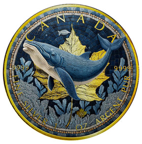 2023 Kanada 1 oz Vergoldet Farbmünze Blauwal Mosaik-Design - Limitierte Auflage