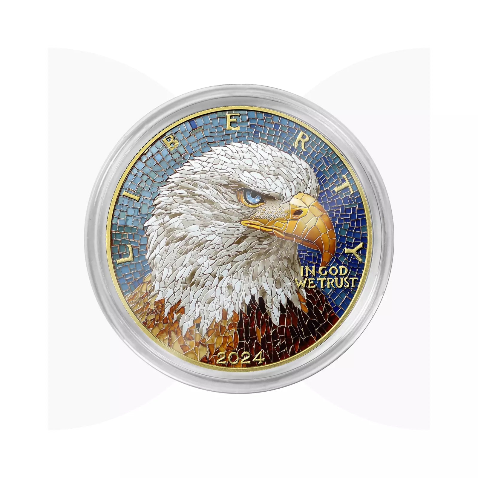 American Eagle 2024 - 1oz Silbermünze Mosaikdesign 24k Gold Limitiert 199 Stk